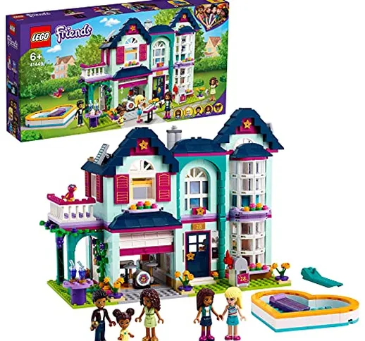 LEGO Friends La Villetta Familiare di Andrea, Casa delle Bambole con 5 Mini Bamboline, Gio...