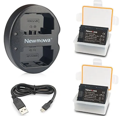 NP-FZ100 Newmowa Batteria (confezione da 2) e Doppio Caricatore USB per Sony NP-FZ100,BC-Q...