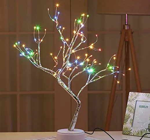 108 LED Albero Bonsai Lampada da Tavolo,Lampada ad albero illuminata Luce a forma di alber...