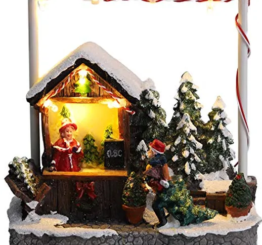 Christmas Concepts® 5"/ 13cm LED Illumina la Scena del mercatino di Natale (Stand per Albe...