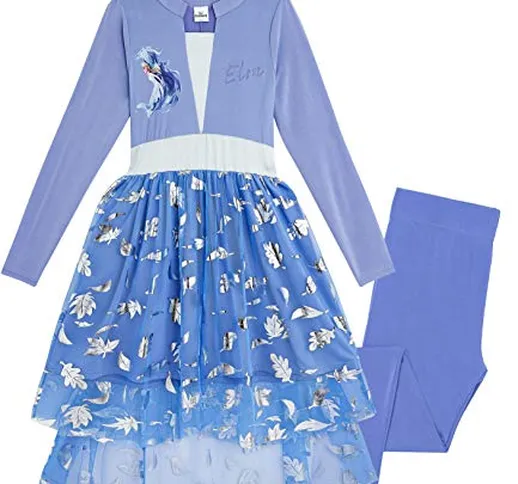 Disney Frozen 2 Vestito Bambina con Elsa Anna, Vestiti Bimba Principessa, Costume con Abit...