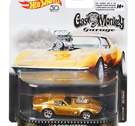 Hot Wheels Modellino Metallo Corvette 1968 da Gas Monkey Garage 7cm Scala 1/64 Originale F...