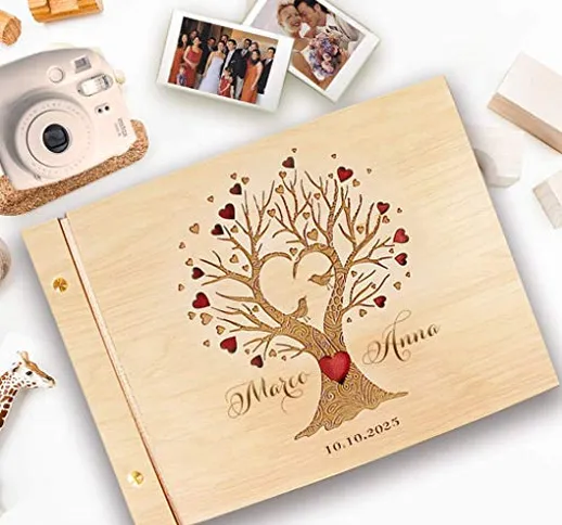Guestbook matrimonio, in legno, personalizzato, nomi degli sposi e la data, album famiglia...
