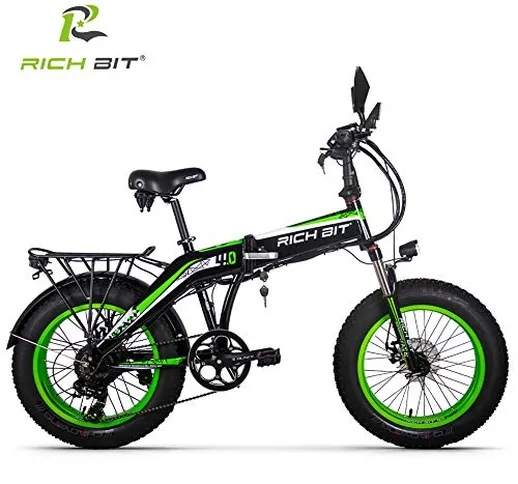 RICH BIT 20 Pollici Fat Bike Bicicletta elettrica Pieghevole a 7 velocità Bici da Neve 48...