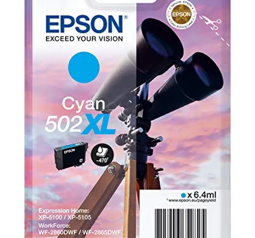 Epson 502 Serie Binocolo, Cartuccia originale getto d'inchiostro, Formato XL, Ciano