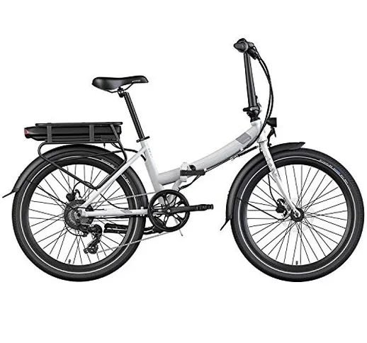 Legend Siena, Bicicletta elettrica Pieghevole Unisex Adulto, Bianco Artic, Batteria 36V 10...