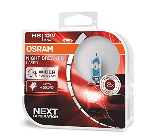 OSRAM NIGHT BREAKER LASER H8, +150% di luce in , lampada alogena per fari, 64212NL-HCB, 12...