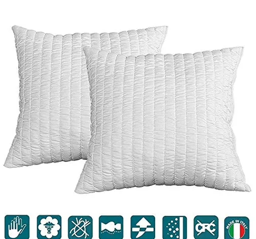 EVERGREENWEB - Cuscini Decorativi Divano Moderno 50x50 Coppia Guanciali per Letto in Fiocc...