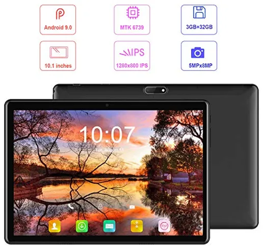 4G Tablet 10.1 Pollici con WIFI Offerte Android 9.0 Quad Core 3GB RAM 32GB ROM/Fino a 128G...