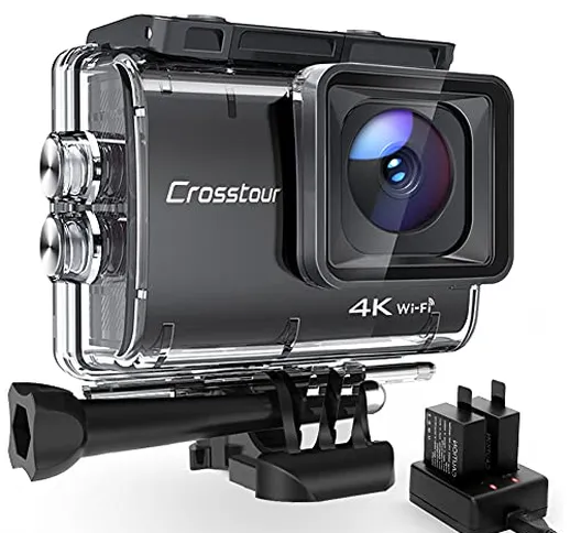 Crosstour Action Cam CT9500, 4K/50FPS 20MP WiFi EIS Stabilizzata Videocamera, Fotocamere S...