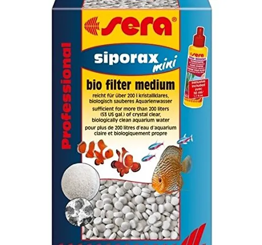 Sera Siporax Mini Professional più Filter Biostart 50 ml - Cannolicchi per acqua cristalli...