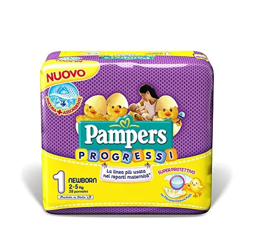 Pampers Progressi Pannolini Newborn, Taglia 1 (2-5 kg), 1 Pacco da 28 Pezzi