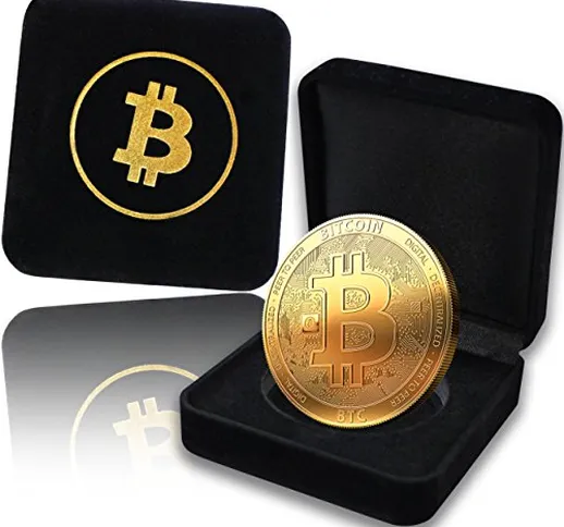 Moneta Fisica Bitcoin rivestita in Oro Puro 24 Carati. Un pregiato Cofanetto per un vero P...