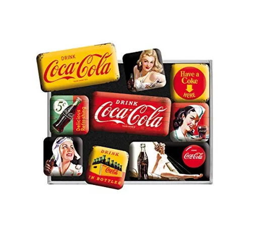 Nostalgic-Art Set di Magneti Vintage Coca-Cola – Yellow – Regalo per Amanti della Coke, De...