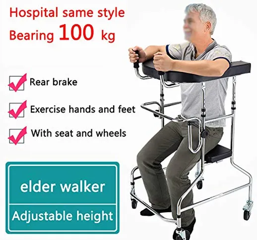 Freno Walking Frame Walker Pieghevole Ispessite Disabili Vecchio può Sedersi Altezza Regol...