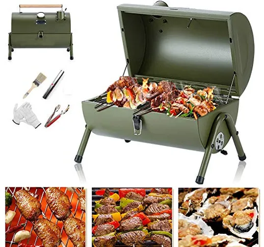 DSYYF Griglia a Carbone Portatile in Acciaio Inossidabile per Barbecue, Barbecue a Botte c...