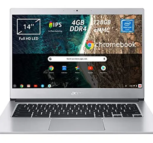 Acer Chromebook 514 CB514-1H-P9AS Notebook Portatile, Processore Intel Pentium Quad-Core N...