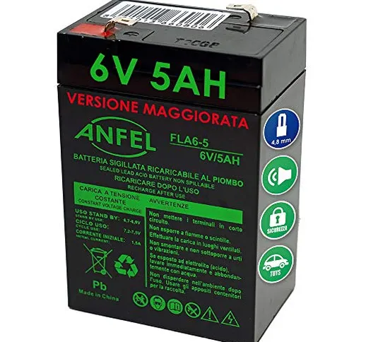 Batteria Gel di Piombo per: Moto,quads, Veicoli Giocattolo 6V 5Ah (sostituisce Anche 4Ah 4...