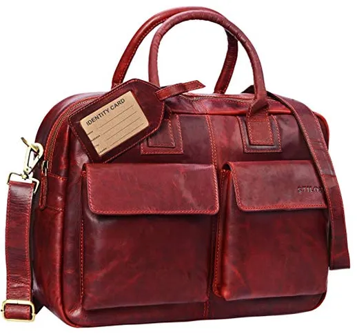 STILORD 'Carlo' Borsa da Ufficio in vera pelle Portadocumenti vintage Valigetta 24 ore ven...