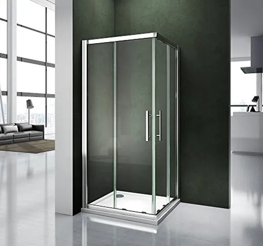 AICA ITALY Cabina doccia trasparente temperato d'angolo scorrevole di cristallo 6 millimet...