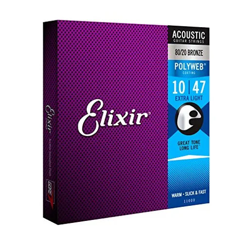 Elixir 11000 Muta Composta da 6 Corde per Chitarra Acustica, Extra Light, Rivestimento Pol...