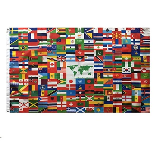 Lixure Bandiera del Mondo - Bandiera 216 Paesi del Mondo -90x150 Bandiere in Poliestere di...