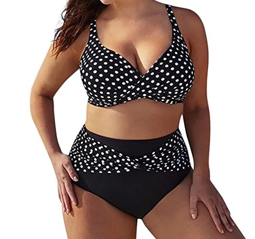 POLPqeD Bikini Taglie Forti Donna Costumi da Bagno Due Pezzi Vita Alta Plus Size Stampa A...