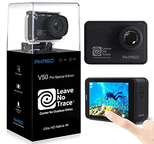 AKASO Action Cam WiFi Native 4K/60fps 20MP Touch Screen Telecomando EIS 39m Impermeabile 3...