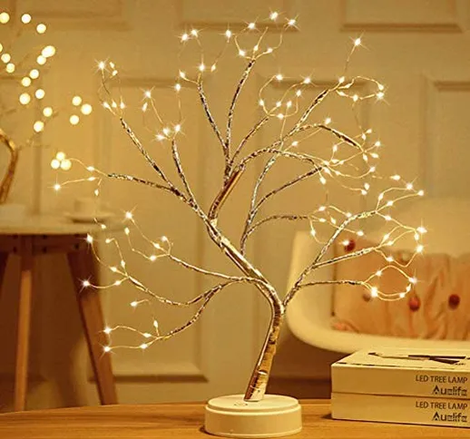 Lampada bonsai da tavolo, lampada a forma di albero con luci, albero incantato artificiale...