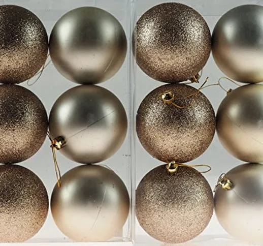 Set di 12 palline grandi per albero di Natale, 9 cm, colore: champagne