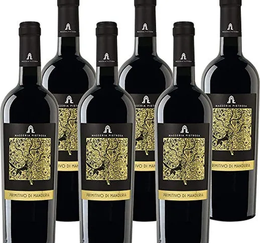 Primitivo di Manduria DOP | Masseria Pietrosa | Confezione da 6 Bottiglie da 75 Cl | I Vin...