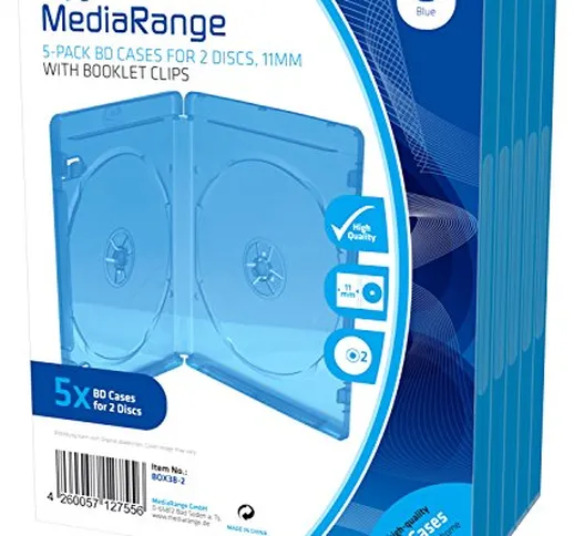 Custodie Mediarange doppie a 2 posti per cd, dvd e blu ray slim 11mm con tasca trasparente...