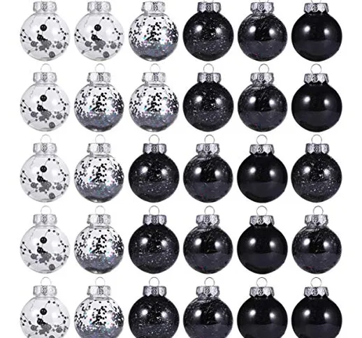 Amosfun - 30 palline per albero di Natale, con ciondolo a forma di sfera glitterata, per a...