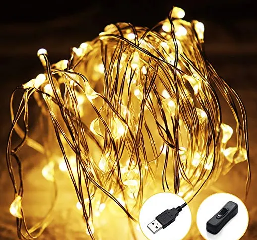 12M Luci Led USB,120 LED Luci Albero di Natale Filo di Rame Luci Natale Luci Fata per Inte...