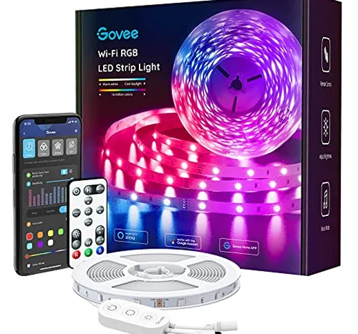 Govee Striscia LED WiFi, Smart 5m RGB Compatibile con Alexa e Google Assistant, App Contro...