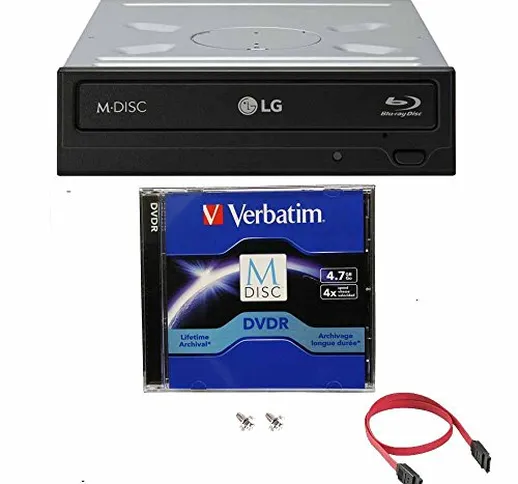 Masterizzatore CD BDXL Blu-ray LG 16X  Con 1pk DVD Mdisc Cavo e Vite Di Fissaggio