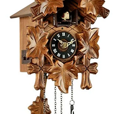 Eble, orologio a cucù, in vero legno, alimentato a batterie, a quarzo, suona il richiamo d...