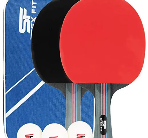 Set Racchette Ping Pong Professionale STEXFIT, 2 Racchette Con Borsa, 2 Racchette Ping Pon...