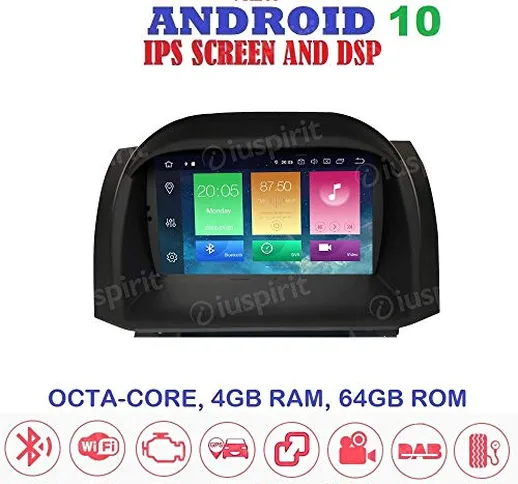 ANDROID 10 GPS DVD USB SD WI-FI Bluetooth MirrorLink autoradio navigatore Ford Fiesta 2013...