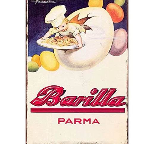 Lorenzo Barilla Parma, targa vintage in metallo con ferro da stiro, per soggiorno, bar, bi...