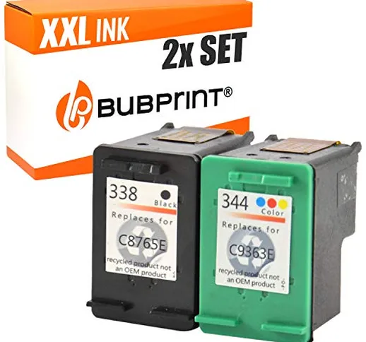 Bubprint 2 Cartucce d'inchiostro compatibili per HP 338 HP 344 per Deskjet 5740 6500 9800...
