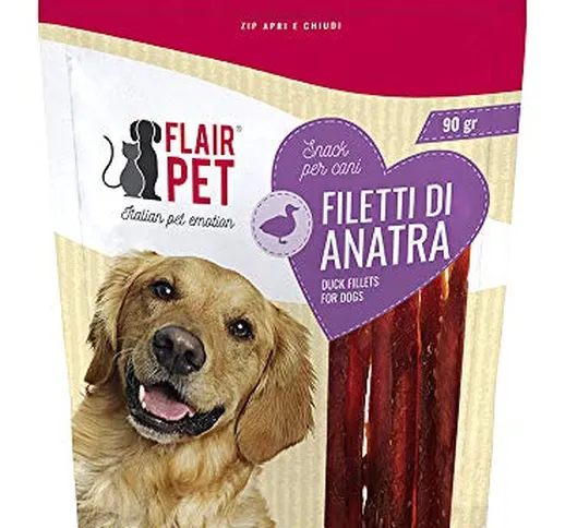 Flair Pet Snack Naturali Filetti di Anatra Busta 5 Conf. X 90 Grammi Cadauna