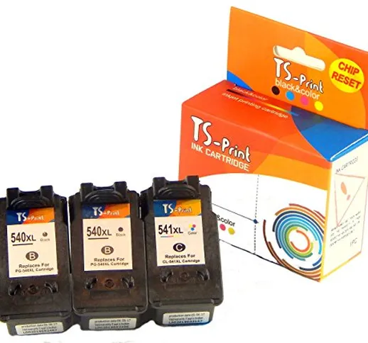 TS-Print 3x Cartucce d'inchiostro compatibili PG-540XL CL-541XL Canon PIXMA TS5150 TS5051...