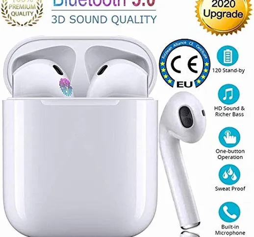 Auricolare Bluetooth5.0,cuffie wireless,cuffie stereo 3D con eliminazione del rumore,imper...