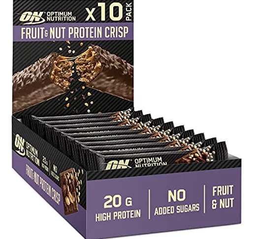 Optimum Nutrition ON Fruit & Nut Protein Crisp Bar, Barretta Proteica Ricoperta di Cioccol...