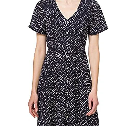 Only ONLSONJA Life S/S Dress Noos Wvn Vestito, Night Sky/AOP: DOT W Macadamia, 40 IT Donna