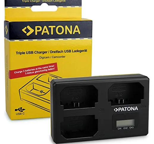 PATONA Triple Caricabatteria per NP-FZ100 Batterie compatibile con Sony Alpha 9, 7 III, 7R...