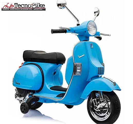 Tecnobike Shop Moto Scooter Elettrico per Bambini Ufficiale Piaggio Vespa PX 150 12V con R...