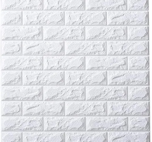 20 Pcs Carta da Parati Mattoni Bianco 3d, YTAT 3D Brick Wallpaper Stickers, Carta da Parat...