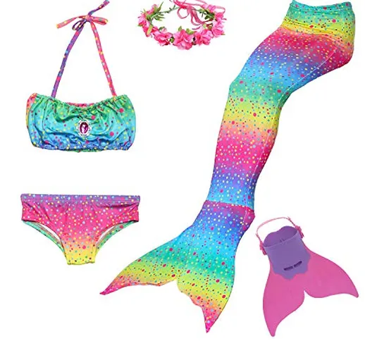 Romance Zone Coda da Sirena per Nuotare Costumi da Bagno Ragazza 5pcs Mermaid Insiemi del...